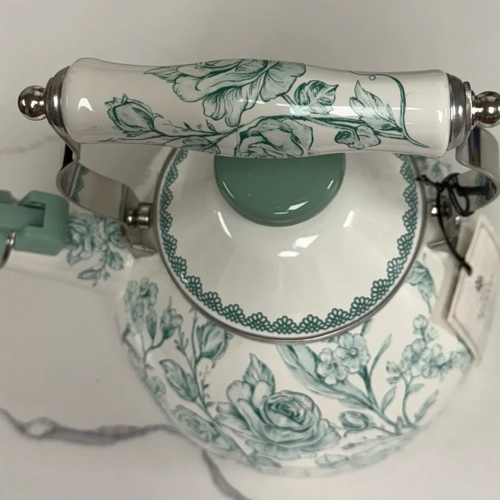 The Pioneer Woman Green and White Floral Teapot